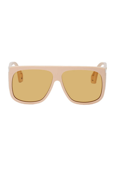 Gucci Beige Thick Acetate Shield Sunglasses